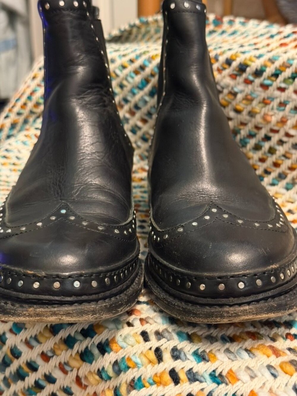 Rag & Bone Benson Chelsea Boots Black Studded Leather Ankle Boots 38 / 7.5 - Picture 16 of 16